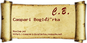 Caspari Boglárka névjegykártya